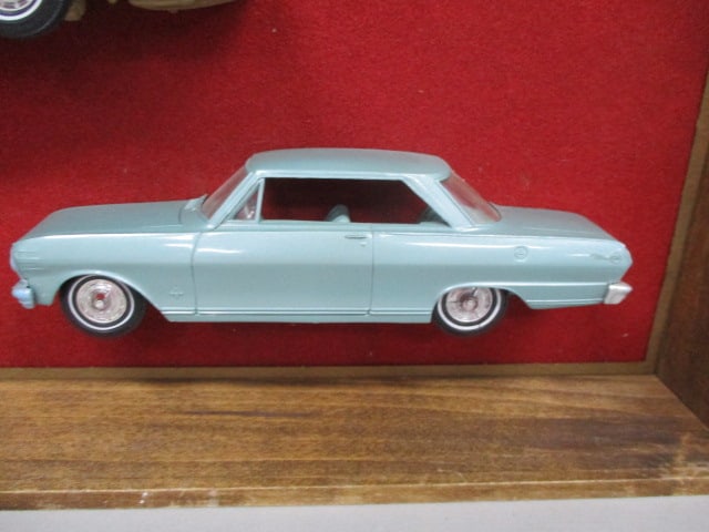 Vintage Dealer Promotional 1/2 Car Promos in Wooden Shadow Box - 6