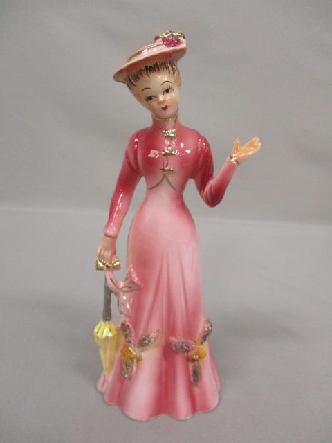 Vintage Porcelain Lady in Pink Dress 8": .