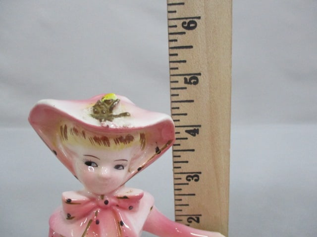 Vintage Porcelain Lady Figurine Jewelry/Trinket Holder 6" x 4.5" - 5