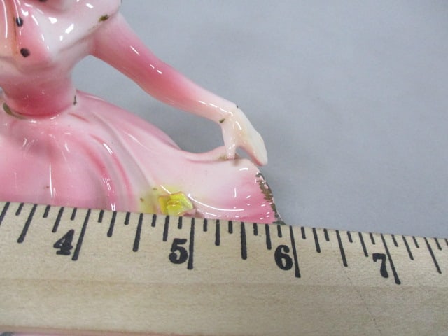 Vintage Porcelain Lady Figurine Jewelry/Trinket Holder 6" x 4.5" - 6