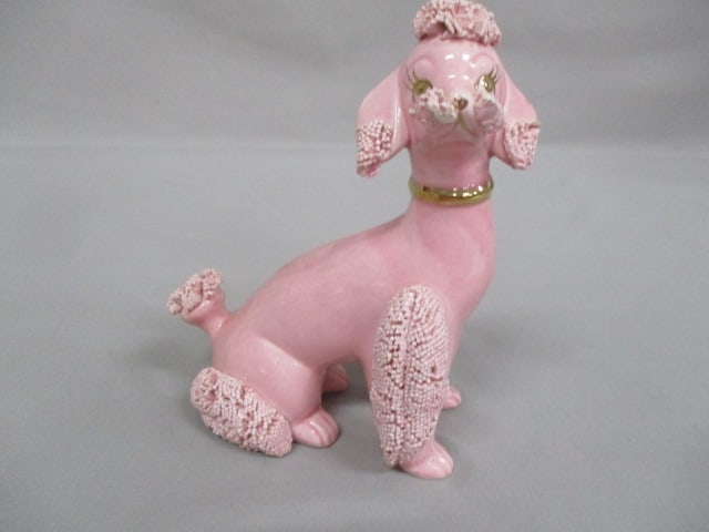 1950's Porcelain Pink Spaghetti Poodle Figurine 6" x 5" (1 of 6)