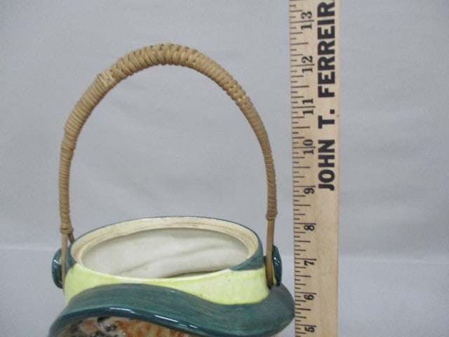 Vintage Toby Biscuit/Cookie Jar w/Rattan Handle - 6