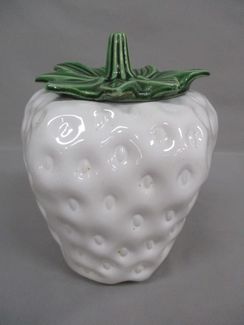 McCoy #263 White Strawberry Cookie Jar 10": .