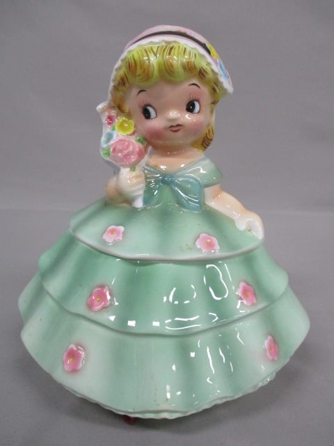Ucagco Ceramic Girl Biscuit/Candy Jar 7.5" x 8": .