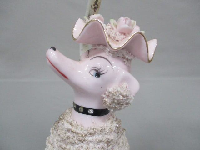 Vintage MCM Pink Spaghetti Poodle Lamp 13" - 2