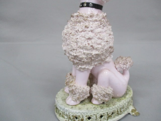 Vintage MCM Pink Spaghetti Poodle Lamp 13" - 4
