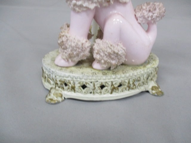 Vintage MCM Pink Spaghetti Poodle Lamp 13" - 5