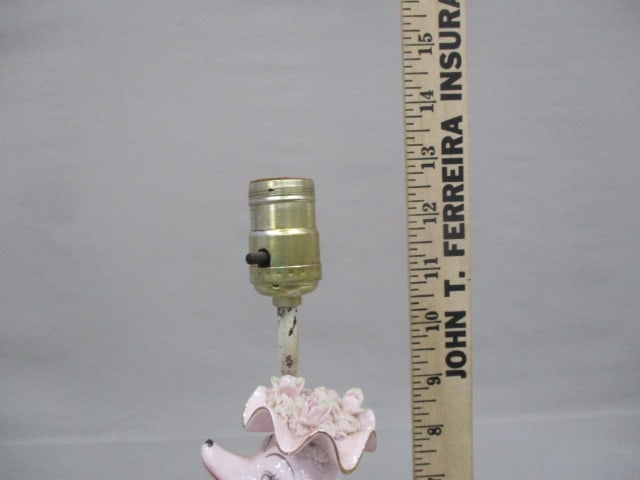 Vintage MCM Pink Spaghetti Poodle Lamp 13" - 7