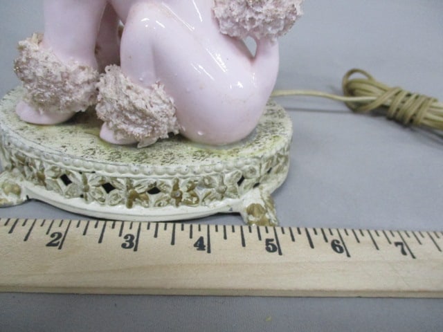 Vintage MCM Pink Spaghetti Poodle Lamp 13" - 8
