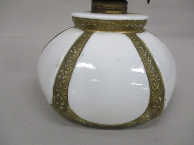 Antique Milk Glass Oil Lamp 14" - 4