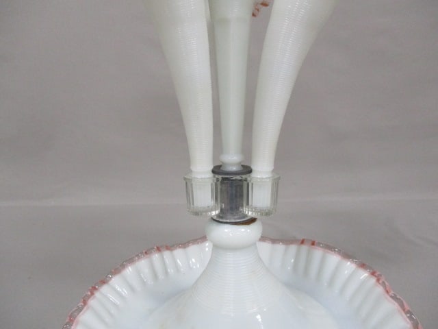 Vintage Fenton L.G. Wright Blue 4 Horn Epergne 17" - 3
