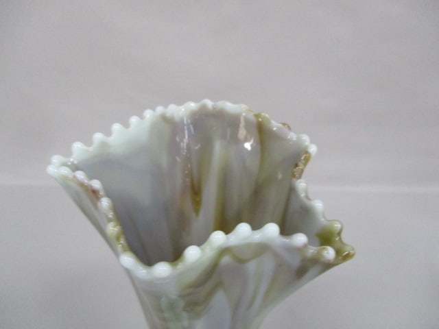 Vintage Early 1900's Bournique Slag Glass/Swung Vase 9.5" - 2