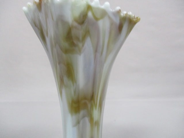 Vintage Early 1900's Bournique Slag Glass/Swung Vase 9.5" - 3