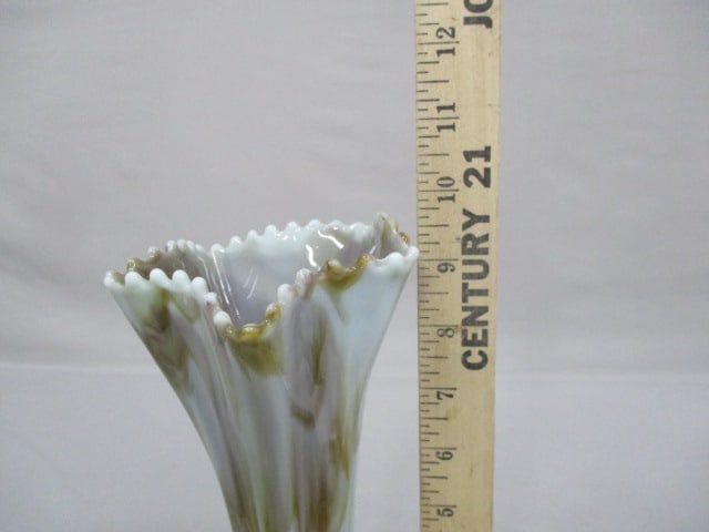 Vintage Early 1900's Bournique Slag Glass/Swung Vase 9.5" - 5