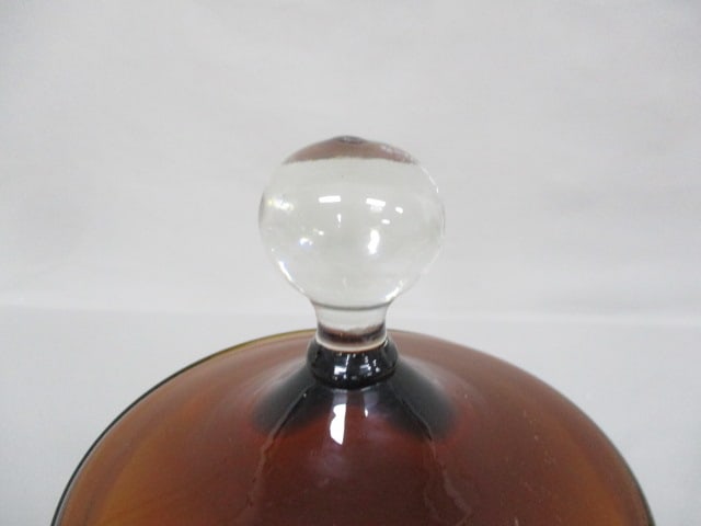 Vintage Empoli Italian Art Amber Compote/Candy Dish 11" - 3