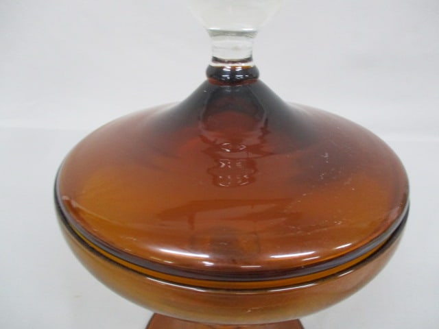Vintage Empoli Italian Art Amber Compote/Candy Dish 11" - 4