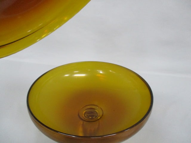 Vintage Empoli Italian Art Amber Compote/Candy Dish 11" - 5