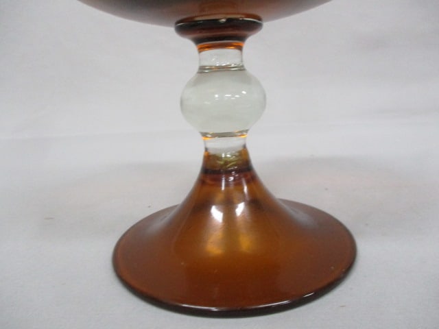 Vintage Empoli Italian Art Amber Compote/Candy Dish 11" - 6