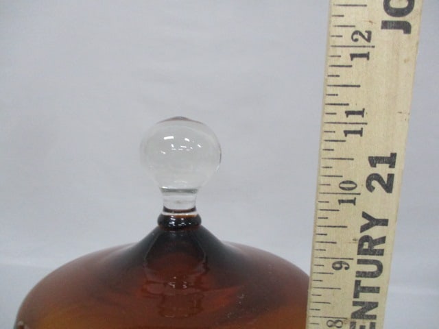Vintage Empoli Italian Art Amber Compote/Candy Dish 11" - 7
