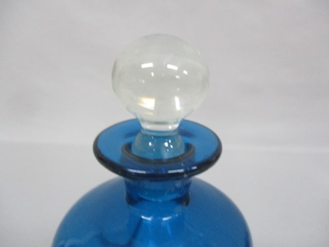 Holmegaard Blue "Kluk Kluk" Decanter By Jacob E Bang 10" - 2