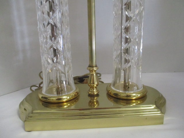 Pair of Waterford Brass and Crystal Neoclassical Style Column Lamps - 2