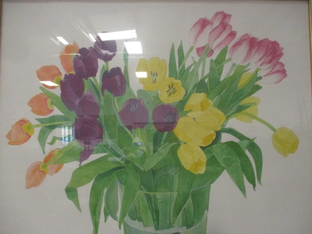 Gary Bukovnik Signed "Tulips in a Vase" 1995 Limited Edition Print of Watercolor - 2