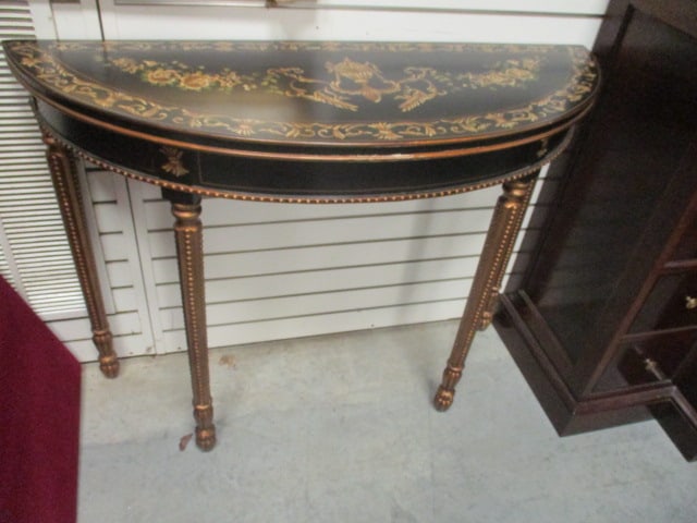 Hand Decorated Neoclassical Style Demilune Console Table (1 of 5)