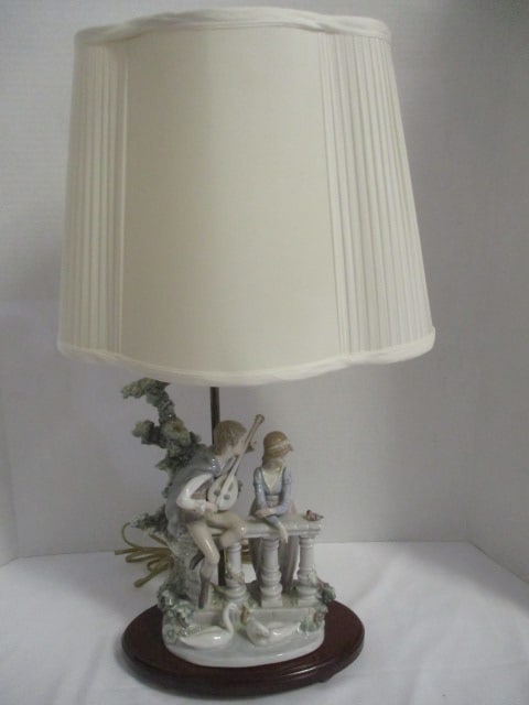 Custom Made Lladro "Serenade" Porcelain Figural Table Lamp: 24 1/2"h, Local Pickup Only