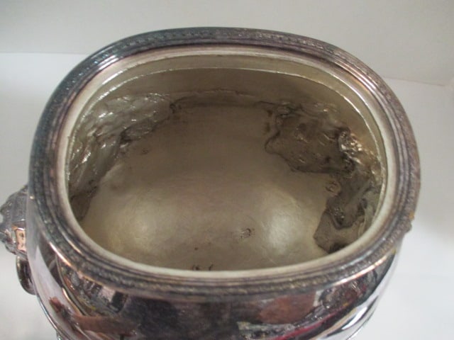 Vintage Victorian Style Silverplated Samovar Dispenser with Lion Head Ring Handles and - 3