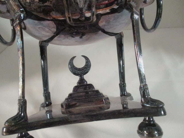 Vintage Victorian Style Silverplated Samovar Dispenser with Lion Head Ring Handles and - 4