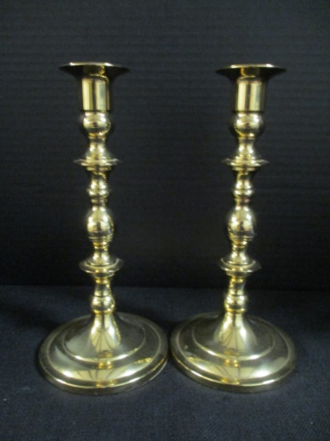 Pair of Baldwin Brass Candle Sticks: 9"h