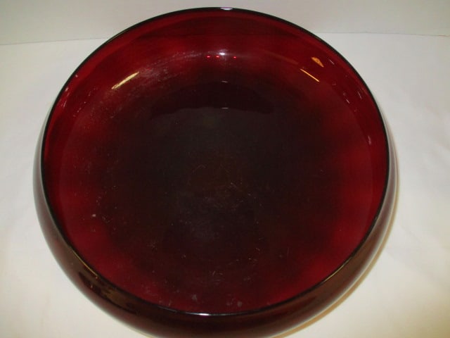 Hand Blown Ruby Red Console Bowl - 2