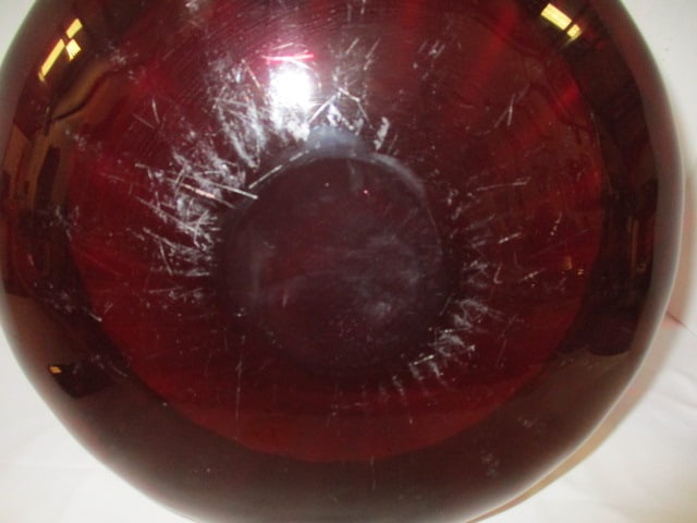 Hand Blown Ruby Red Console Bowl - 3