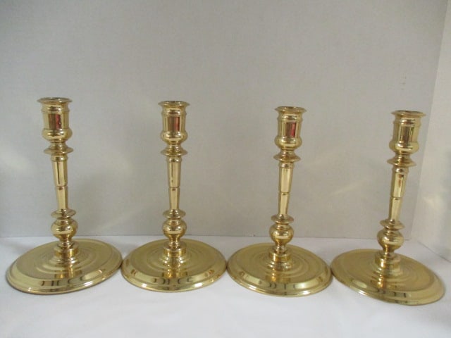 Four Matching Baldwin Brass Candle Sticks: 8 1/4"h