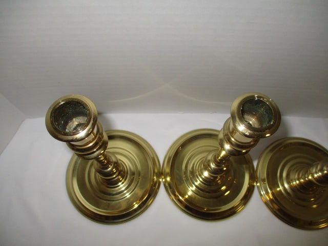 Four Matching Baldwin Brass Candle Sticks - 3