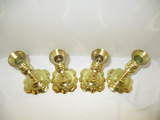 Four Baldwin Brass Historic Deerfield Collection Candle Sticks - 2