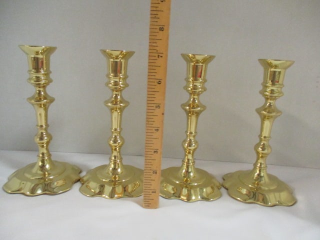 Four Baldwin Brass Historic Deerfield Collection Candle Sticks - 4