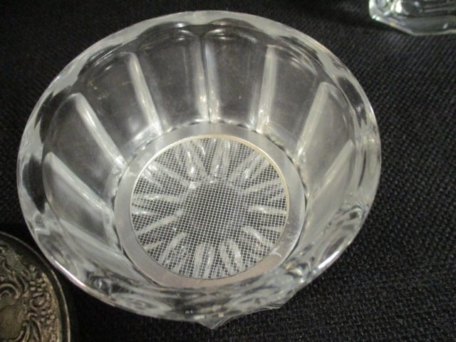 Weighted and Reinforced Sterling Mirror Top Vanity Powder Box and Crystal Perfume - 4