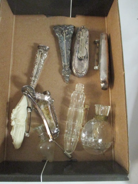 Grouping of Victorian Style "Tussie Mussie" Lapel Bouquet Holders: .