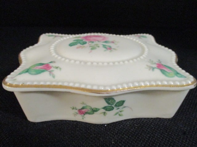 Rochelle Fine China Handpainted Trinket Box: 5" x 4" x 1 1/2"