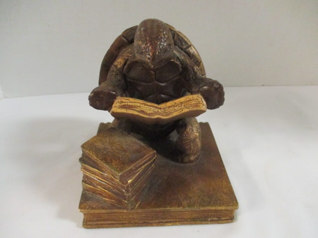 Sculpted Turtle Reading Novel Bookend: 5 1/4"h