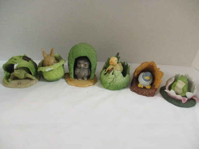 Six 1984 Franklin Porcelain "Woodland Surprises" by Jacqueline B. Smith Figurines: .