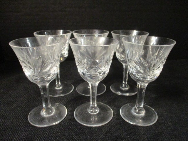 Six Gorham Crystal Sherry Cordials: 3 7/8"h
