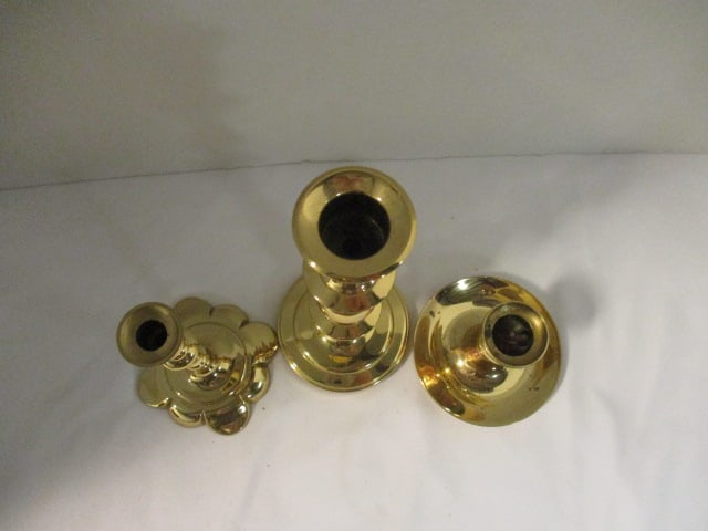 Three Baldwin Brass Candle Holders - 2