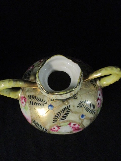 Vintage Nippon Handpainted Porcelain Double Handle Vase - 2
