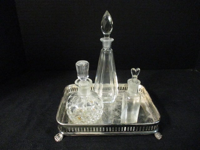 Two's Company Silverplated Vanity Tray with Three Perfume Bottles (1 of 5)