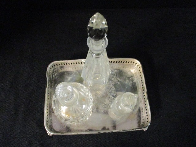 Two's Company Silverplated Vanity Tray with Three Perfume Bottles - 2