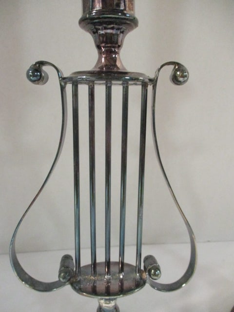 Pair of Silverplated Harp Candelabras - 2