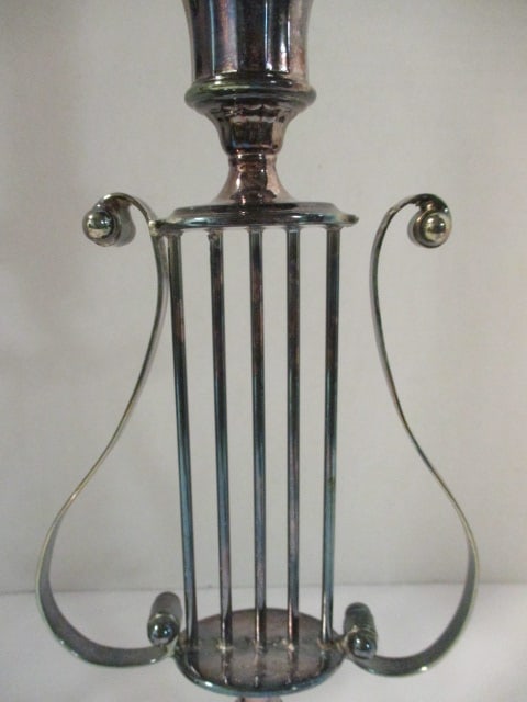 Pair of Silverplated Harp Candelabras - 3