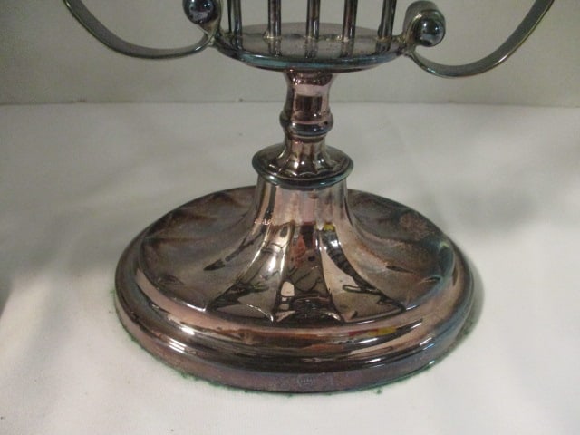 Pair of Silverplated Harp Candelabras - 4